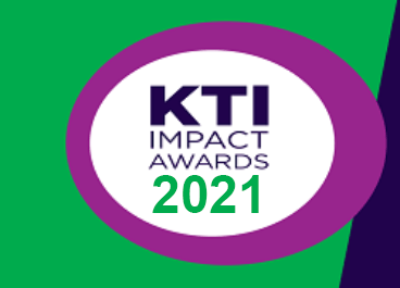 Purple circle on green square background. Text inside purple circle reads: 'KTI Impact Awards 2021'